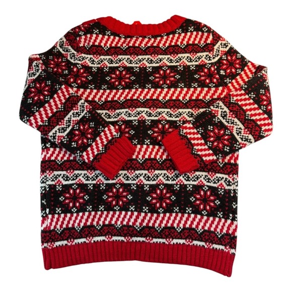 Kids Christmas Sweater‎ Cardigan with Sequin Bow 33Degrees Red Fair Isle M(5) - Picture 2 of 5